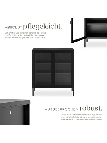 tectake Metallvitrine, Kippschutz, höhenverstellbare Füße, 80 x 37 x 90,5 cm