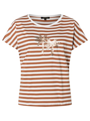 More & More Streifenshirt Paillettenpalme in regular stripes offwhite and clay brown