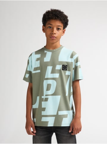 Petrol Industries T-Shirt mit Allover-Print Montaña in Grün