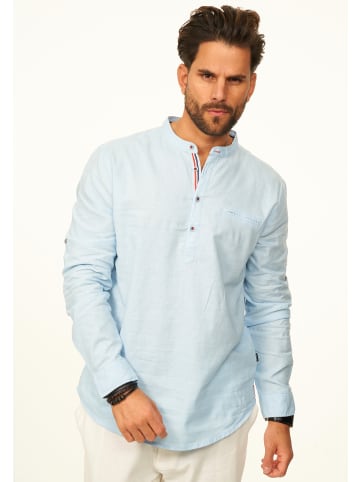 behype Langarmhemd - aus Leinen im Regular-Fit Tunikahmed in Hellblau