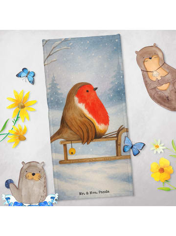 Mr. & Mrs. Panda Badhandtuch Rotkehlchen Schlitten Design ohne S... in Eisblau