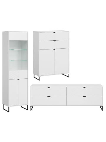 Feldmann-Wohnen Wohnzimmer-Set 3-teilig Caseres weiß 287 / 38 / 184cm