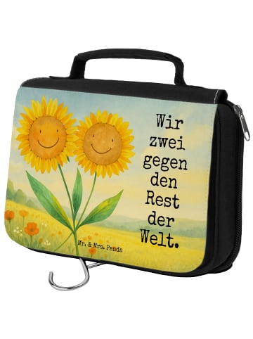 Mr. & Mrs. Panda Make-Up Tasche Blume Sonnenblume Design mit Spruch in Weiß