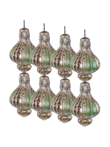 Beliani 8er-Set Weihnachtsbaumkugeln BRILLANT in Gold/Grün