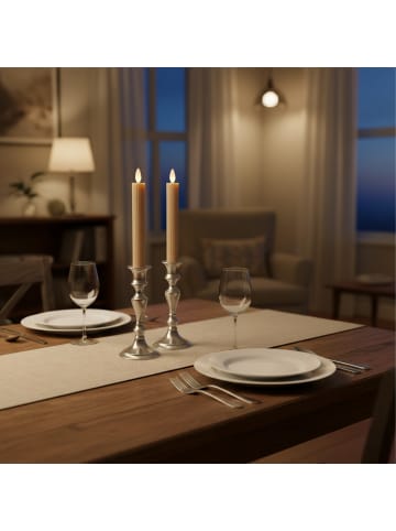 relaxdays 4 x LED Stabkerzen in Mocha Mousse