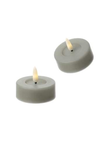 MARELIDA 2x LED Maxi Teelichter für Innen/Außen Timer D: 6,5cm in grau