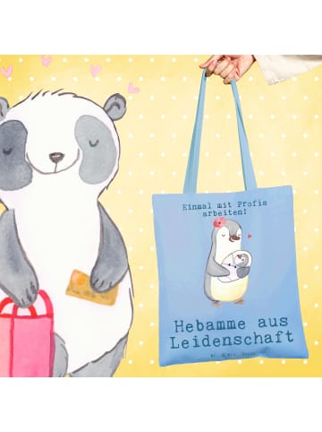 Mr. & Mrs. Panda Tote Bag Hebamme Leidenschaft mit Spruch in Sky Blue