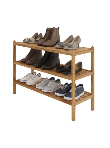 relaxdays Schuhregal in Natur - (B)69 x (H)46 x (T)26 cm