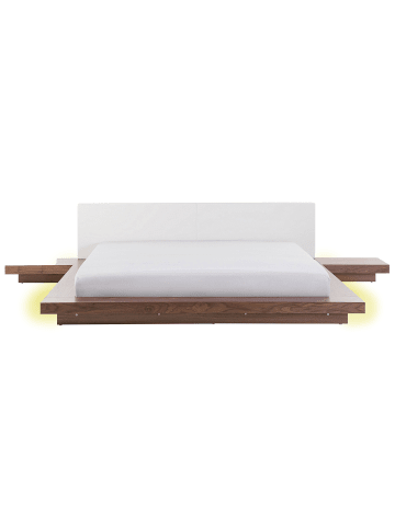 Beliani Doppelbett mit LED ZEN in Braun/Weiß - (W) 328 x (H) 86 x (L) 229 cm