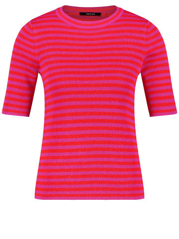 TAIFUN Strick, Shirt, Top, Body in Digital Red geringelt
