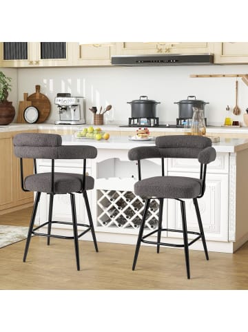COSTWAY Barhocker 2er Set in Grau