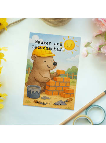 Mr. & Mrs. Panda Grußkarte Maurer Leidenschaft Design mit Spruch in Weiß