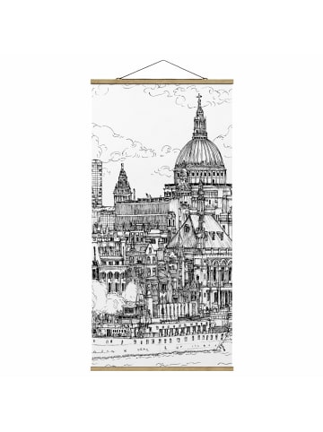 WALLART Stoffbild mit Posterleisten - Stadtstudie - Dom in Creme-Beige