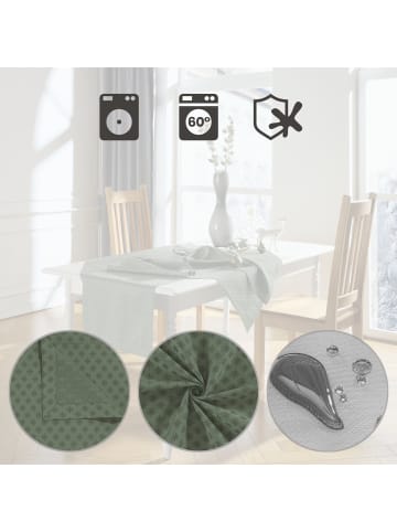 Erwin Müller Jacquard, Baumwollmischung Mitteldecke Denia in oliv