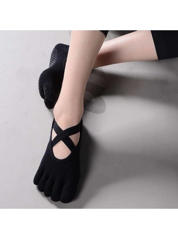 MUNADUNA Yoga-Zehensocken mit Doppelkreuz in Hellgrau