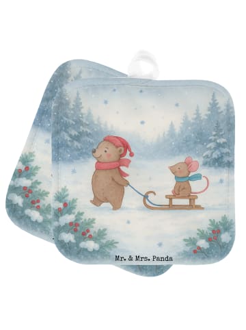 Mr. & Mrs. Panda Topflappen Set Bär und Maus Schlitten Design oh... in Weiß