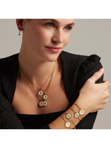 Luxenter necklace in white mother-of-pearl and 18k gold-plated - Alphabet