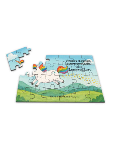 Mr. & Mrs. Panda Puzzlespiel Einhorn Happy Design mit Spruch in Weiß