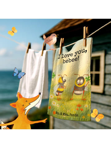 Mr. & Mrs. Panda Handtuch Bienen Paar Design mit Spruch in Weiß