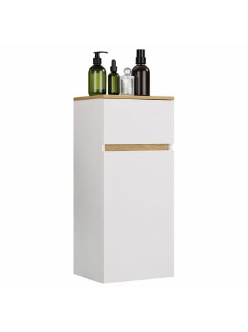 VCM  Badschrank Hängeschrank Schublade Cosila 85x30x32 in Weiß / Honig-Eiche