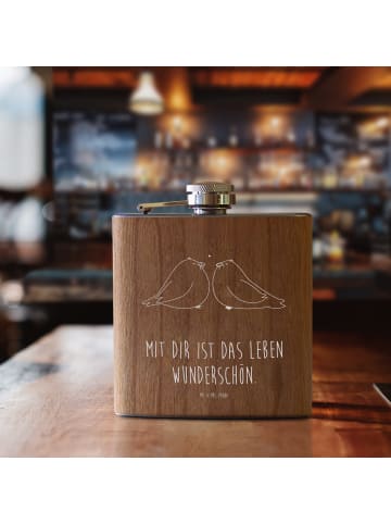 Mr. & Mrs. Panda Flachmann Turteltauben Liebe mit Spruch in Braun