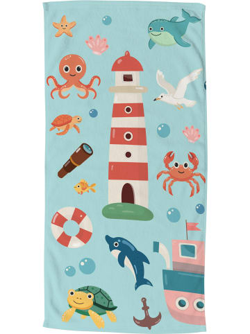 Good Morning Velours-Frottier Strandtuch in blau