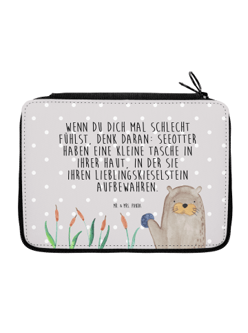 Mr. & Mrs. Panda Mäppchen Otter Stein mit Spruch in Grau Pastell
