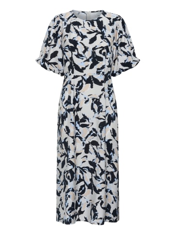 Kaffe Kleid KApaco Tight fit in Beige/Black/Blue Blurry Leaf