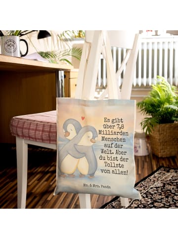 Mr. & Mrs. Panda Shopper Pinguine Kuscheln Design mit Spruch in Weiß