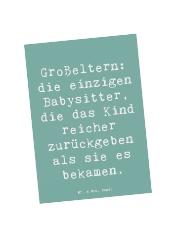 Mr. & Mrs. Panda Postkarte Spruch Großeltern Babysitter mit Spruch in Meeresbrise