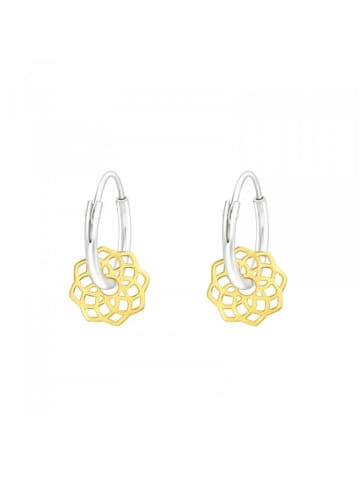 Alexander York Ohrringe Charm-PLÄTTCHEN BLUME in Gold aus 925 Sterling Silber, 2-tlg.