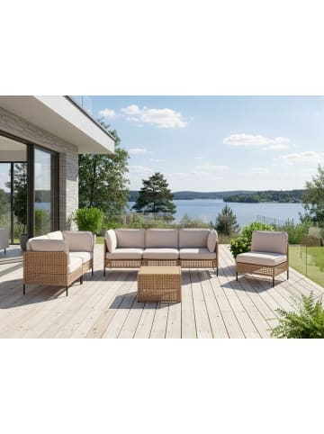 Beliani 7-tlg Lounge Set OMEGANA in Beige/Schwarz