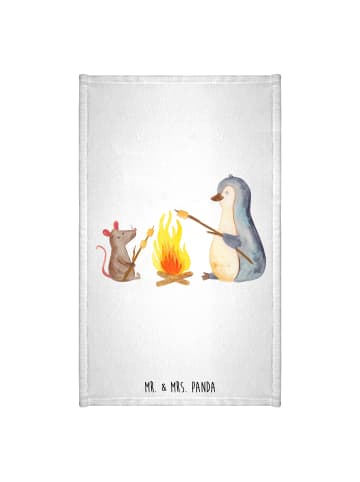 Mr. & Mrs. Panda Gästehandtücher Pinguin Lagerfeuer ohne Spruch in Weiß
