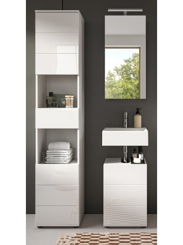 Inn.Furn Badmöbel Set 3-teilig weiß Hochglanz 91 x 190 cm, Badkombination modern