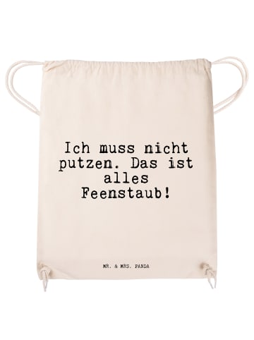 Mr. & Mrs. Panda Gym Bag Ich muss nicht putzen.... mit Spruch in Creme