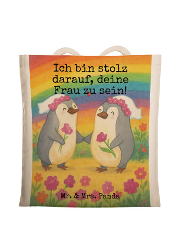 Mr. & Mrs. Panda Jutebeutel Pinguine Lesbian Pride Design mit Sp... in Weiß