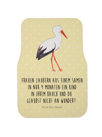 Mr. & Mrs. Panda Automatte Storch mit Spruch in Gelb Pastell