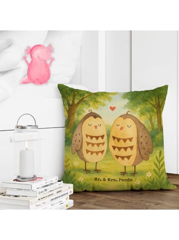Mr. & Mrs. Panda Deko Kissen Eulen Liebe Design ohne Spruch in Weiß