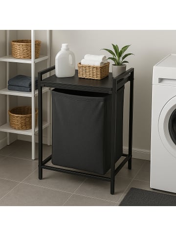 relaxdays Wäschesammler in Schwarz - 65 L