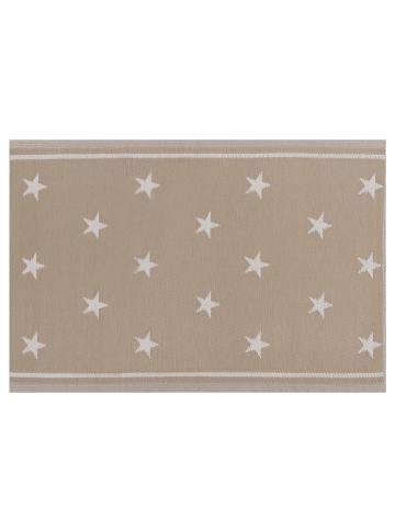 Beliani Outdoorteppich LATUR in Beige/Weiß - (W) 120 x (H) 0.5 x (L) 180 cm