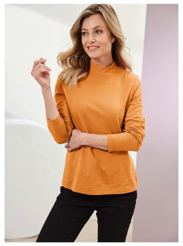 GOLDNER Stehkragenshirt mit Langarm in safran