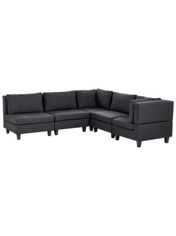 Beliani 5-tlg Ecksofa UNSTAD in Schwarz/Schwarz linksseitig