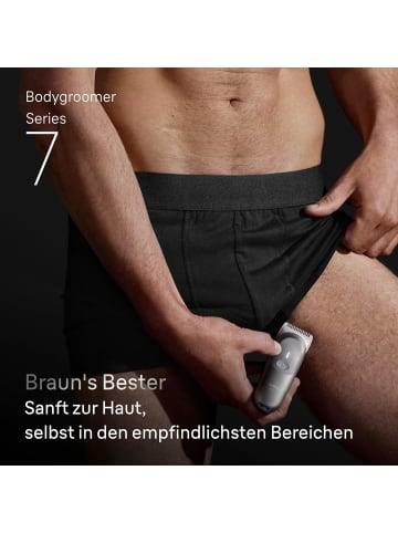 Braun Bodygroomer Series 7 Kabelloser Körperrasierer Herren BG7555 Grau mit Etui