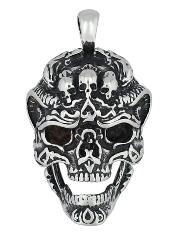 Adeliás Herren Anhänger – Totenkopfanhänger aus Edelstahl in silber