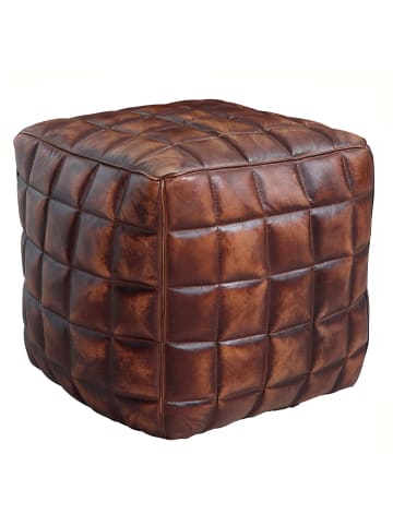 FineBuy Hocker und Sitzsäcke in Braun / Leder / 39x39x41