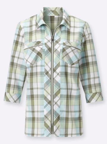 WITT WEIDEN Bluse in aquamarin-khaki-kariert