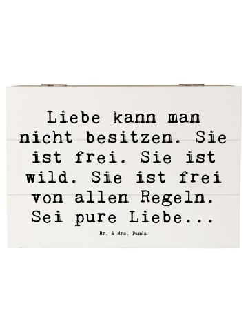 Mr. & Mrs. Panda Holzkiste Spruch Liebe und Freiheit mit Spruch in Weiß
