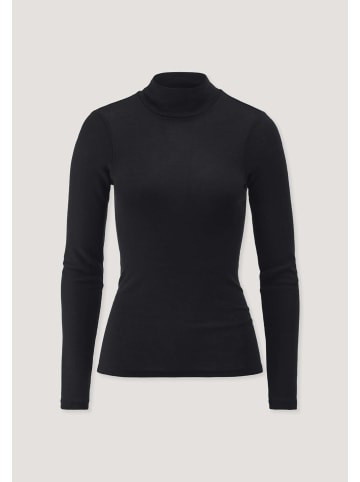 Hessnatur Hessnatur Rollkragen-Longsleeve Fitted aus Schurwolle und Seide in schwarz