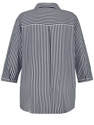 SAMOON Bluse 3/4 Arm in Navy gemustert