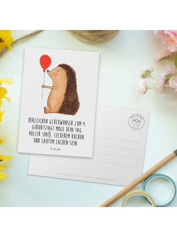 Mr. & Mrs. Panda Postkarte 4. Geburtstag mit Spruch in Weiß
